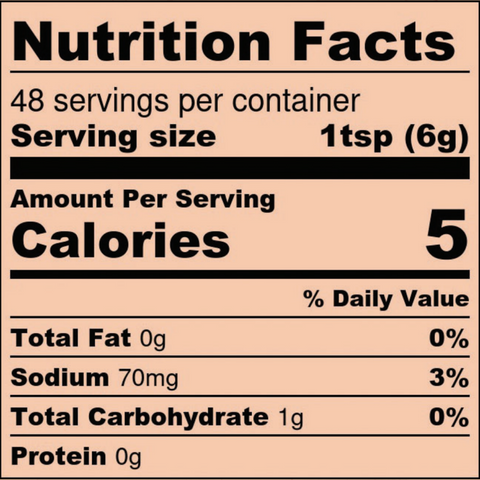 Nutrition facts label for a product with 48 servings per container.