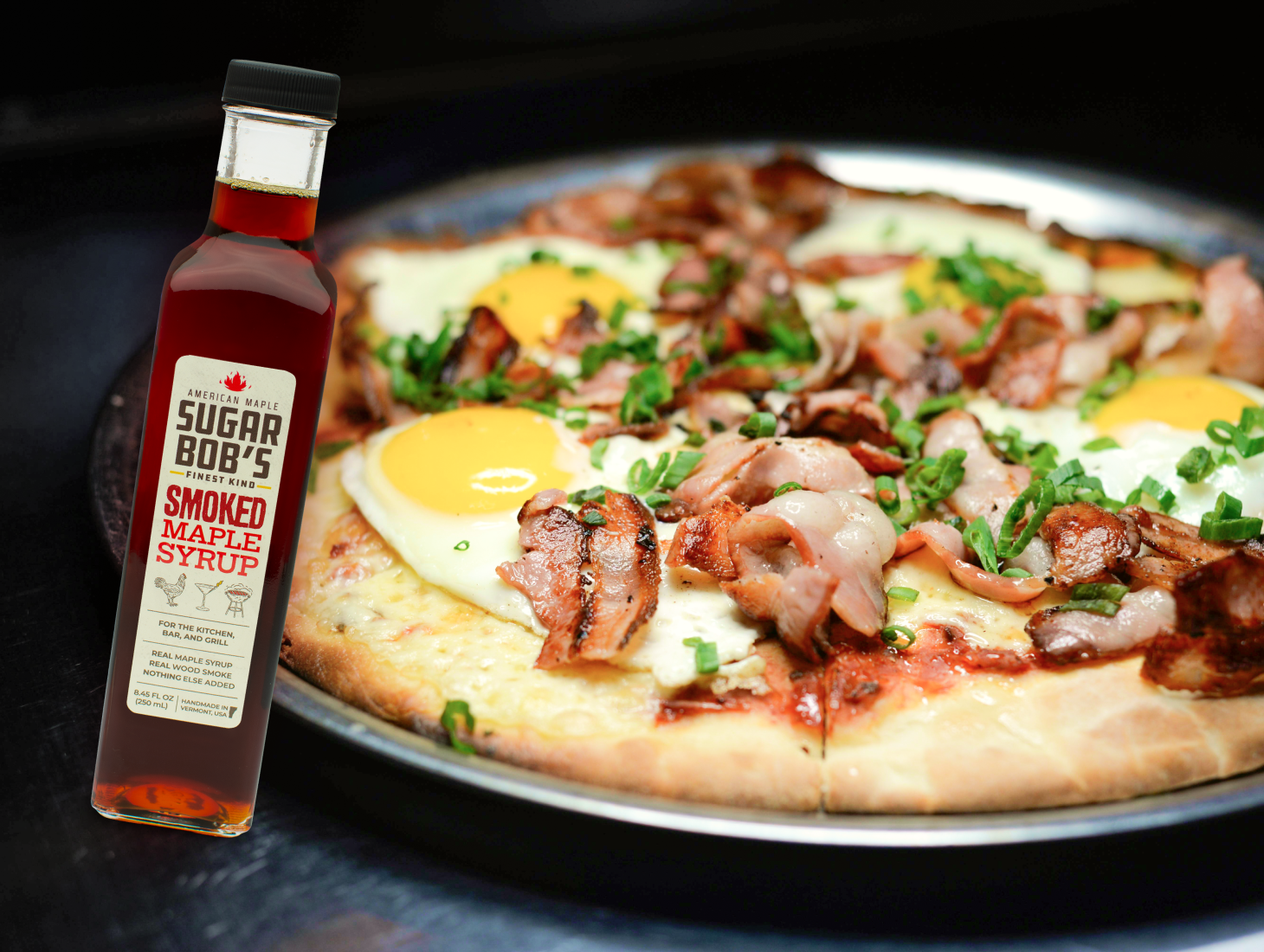 Breakfast Pizza with Smoked Maple Syrup