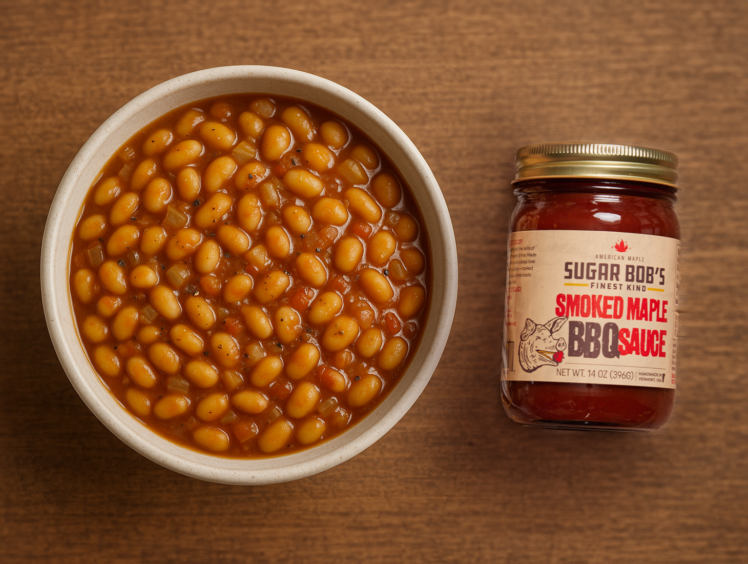 Baked Beans with Smoked Maple BBQ Sauce
