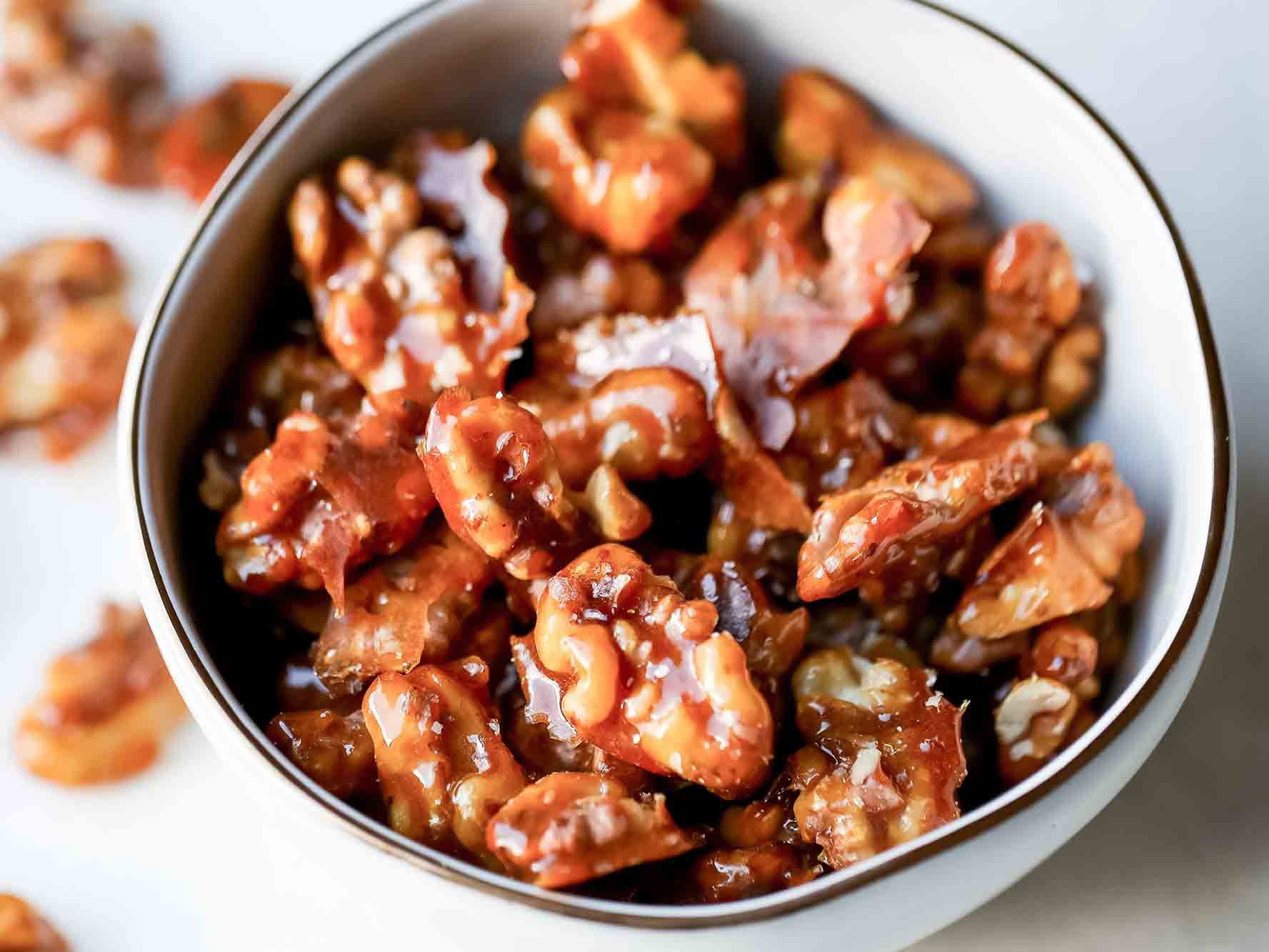 Smoked Maple Glazed Walnuts