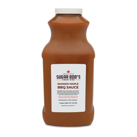 Bottle of Smoked Maple BBQ Sauce on a white background