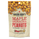 A package of Sugar Bob's Maple Sriracha Peanuts with visible roasted peanuts and the product name displayed on the front.