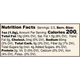 Nutrition facts label for a food product.