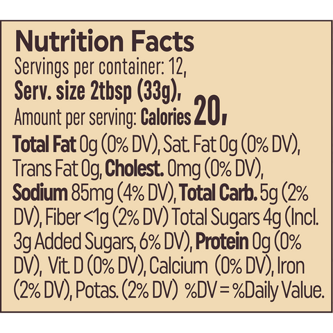 Nutrition facts label for a product with specific calorie count and ingredient details.