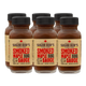 Six bottles of smoked maple BBQ sauce on a white background.