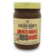 A jar of Smoked Maple BBQ Sauce with the label Sugar Bob's finest kind. The net weight is 14 oz (396g).